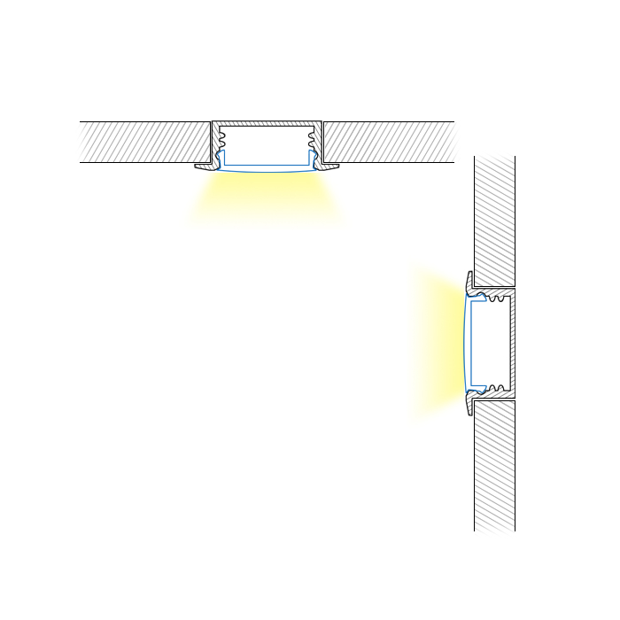 Recessed LED Aluminum Profile With Flange For 20mm Multi-Row LED Strip Lights Recessed LED Aluminum Profile With Flange For 20mm Multi-Row LED Strip Lights